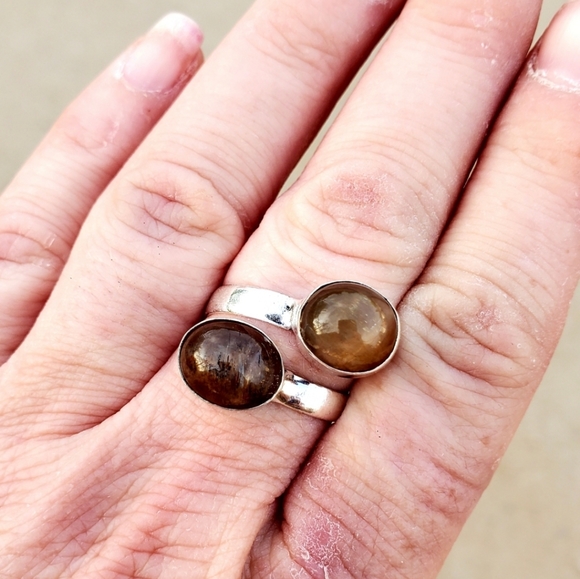 New Golden Rutile Adjustable 925 Silver Ring. - Picture 11 of 16